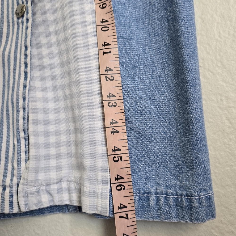 Vintage Denim Patchwork Maxi Dress with Floral & Stripes - Picture 9 of 12